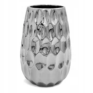 Wazony i flakony - Wazon ceramiczny nowoczesny flakon na kwiaty srebrny 21 cm wysoki glamour - miniaturka - grafika 1