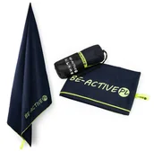 Ręczniki - Ręcznik szybkoschnący z mikrofibry 130x80 granatowo-limonkowy - miniaturka - grafika 1