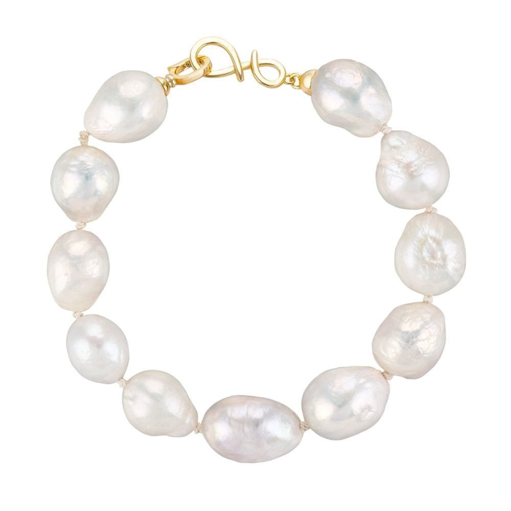 ENAYA NELLIE BIANCO Bransoletka duże perły barokowe białe owalne zapięcie srebro