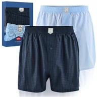 Majtki męskie - Lee Cooper Bokserki Męskie Luźne 2 sztuki Bawełniane Niebieskie Rozmiar XL - miniaturka - grafika 1