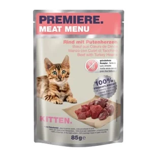 PREMIERE Meat Menu Kitten z wołowiną i sercami indyczymi 12x85 g - Mokra karma dla kotów - miniaturka - grafika 1