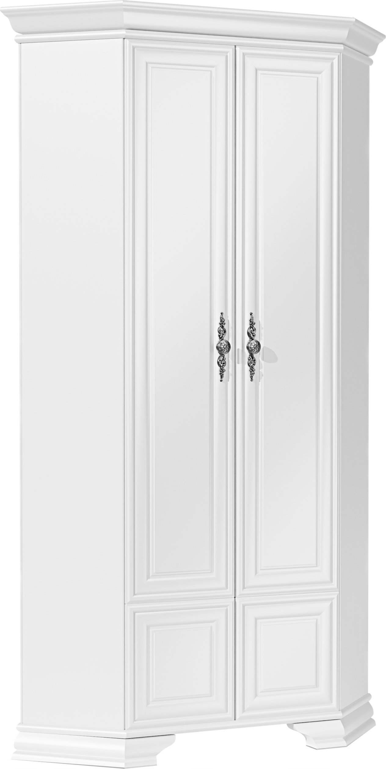 Duża szafa narożna, biała, PREMIUM, półki, 98 x 225 cm, WERSAL
