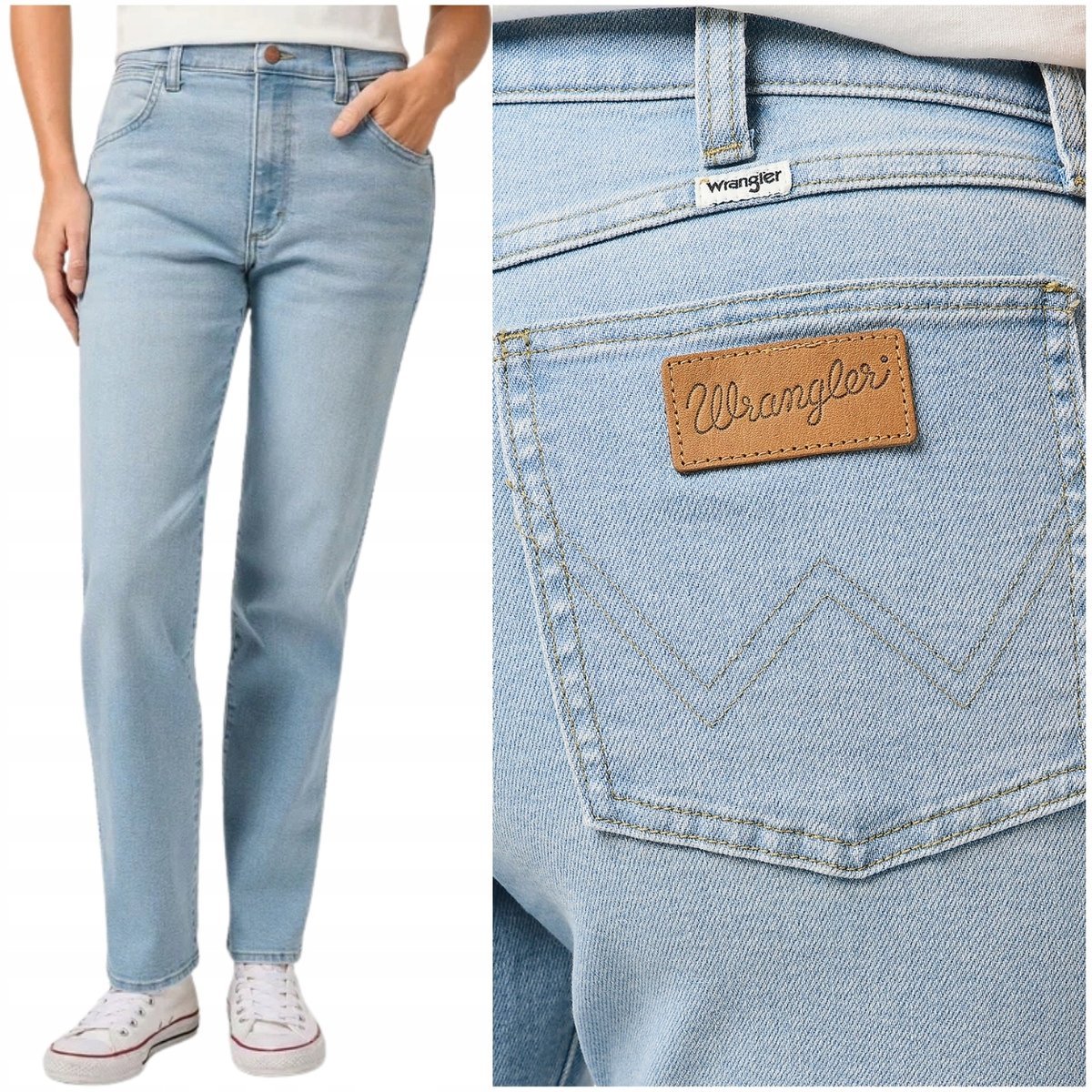 Wrangler SUNSET Steamy wysokie proste damskie spodnie jeansowe W29 L32