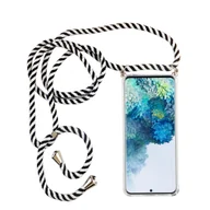 Etui i futerały do telefonów - Samsung Galaxy Etui na telefon komórkowy z łańcuszkiem Slim Cover Etui na telefon komórkowy z paskiem na sznurek, do telefonu komórkowego: Samsung Galaxy S20+ / S20 Plus, wybierz pasek: czarny biały - miniaturka - grafika 1
