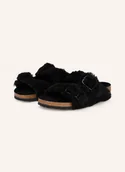 Klapki i japonki damskie - Birkenstock Klapki Arizona Big Buckle Shearling Teddy schwarz - miniaturka - grafika 1