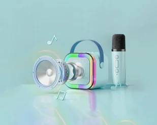 ZESTAW KARAOKE RGB  Bluetooth K-12 ,niebieski - Głośniki przenośne - miniaturka - grafika 2