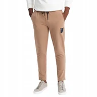 Dresy męskie - Spodnie męskie dresowe z logotypem brązowe V3 OM-PASK-0167 L - miniaturka - grafika 1