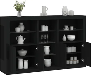 vidaXL vidaXL Szafka z oświetleniem LED, czarna, 162x37x100 cm - Szafki RTV - miniaturka - grafika 1