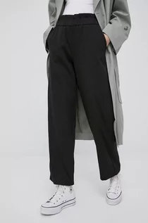 Spodnie damskie - Noisy May spodnie damskie kolor czarny szerokie high waist - grafika 1