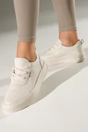 Półbuty damskie - Beżowe sneakersy skórzane damskie Sergio Leone ażurowe na platformie sznurowane SP-102-CA - miniaturka - grafika 1