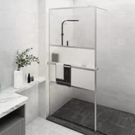 Ścianki i drzwi prysznicowe - vidaXL Ścianka prysznicowa z półką, chrom, 80x195 cm, ESG i aluminium - miniaturka - grafika 1