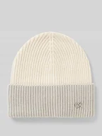 Czapki damskie - Czapka beanie dwukolorowa z mieszanki wełny i kaszmiru - miniaturka - grafika 1