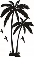 Naklejki na ścianę - Naklejka na ścianę z palmą ptaki Palma z ptakami, 120x72 cm - miniaturka - grafika 1