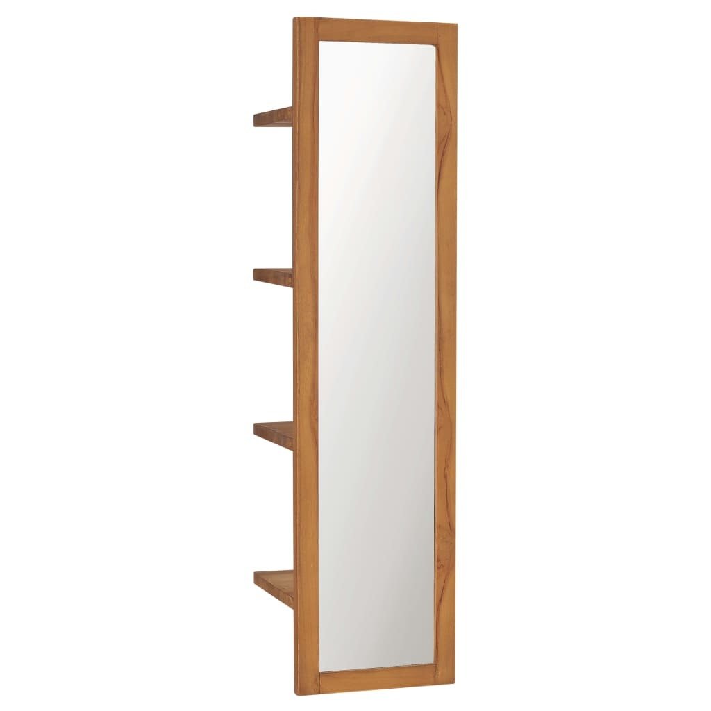 vidaXL Lustro ścienne z półkami 30×30×120 cm z litego drewna tekowego - Lustro ścienne - Lustro - Lustro drewniane - Lustro łazienkowe