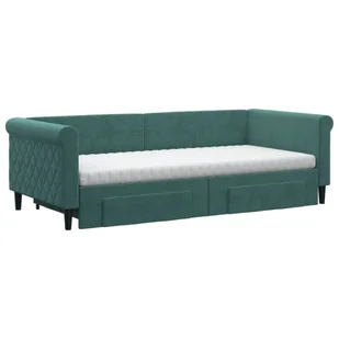 Sofa rozsuwana z szufladami, ciemnozielona, 90x200 cm, aksamit  Lumarko! - Łóżka Sofa rozsuwana z szufladami, ciemnozielona, 90x200 cm, aksamit  Lumarko! - Łóżka - miniaturka - grafika 4