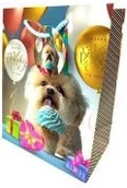 Materiały pomocnicze dla nauczycieli - Torebka ozdobna matowa 18x23x10cm urodziny pies - miniaturka - grafika 1