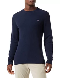 Swetry męskie - GANT sweter męski, niebieski (Evening Blue), XL - grafika 1
