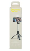 Selfie stick - HappyDot Selfie stick 3w1 ze statywem, lampą LED i pilotem, czarny - miniaturka - grafika 1