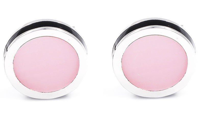 Eleganckie srebrno-różowe spinki do mankietów M3