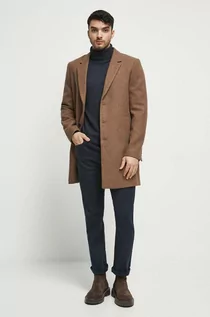 Płaszcze męskie - Medicine płaszcz z domieszką wełny kolor brązowy przejściowy - grafika 1
