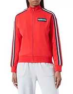 Kurtki damskie - Love Moschino Zippered, Customized with Striped Tape Along Shoulders Sleeves And Logo Patch On Left Chest. Kurtka damska, czerwony, 32 - miniaturka - grafika 1