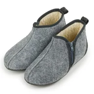 Kapcie damskie - ﻿Bambosze damskie filcowe szare ocieplane zamek wełna naturalna 38 - miniaturka - grafika 1