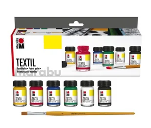 Zestaw startowy do malowania na tkaninach Marabu TEXTIL - 6 farb i pędzelek - Zabawki kreatywne - miniaturka - grafika 1