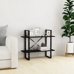 vidaXL 2-poziomowy regał na książki czarny 80x30x70 cm sosnowy 806456 - Regały - miniaturka - grafika 1