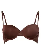 Biustonosze - Calvin Klein - Damski biustonosz z fiszbinami wyściełany, brązowy - miniaturka - grafika 1