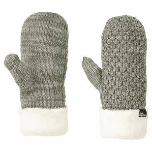 Damskie Rękawice Zimowe  Jack Wolfskin Highloft Knit Mitten Women Dusty Olive M - Rękawiczki - miniaturka - grafika 1