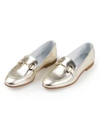 Mokasyny damskie - Anna Morellini Skórzane mokasyny "Gelia" w kolorze srebrnym - miniaturka - grafika 1