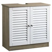 Szafki łazienkowe - Szafka pod umywalkę Standardowa Biało-Brązowa - miniaturka - grafika 1