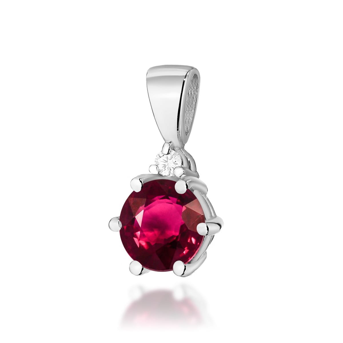 Złota zawieszka / wisiorek Rubin 0,60ct białe złoto pr. 585