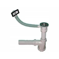 Syfony - Syfon zlewozmywakowy 1-komorowy sitko metalowe z przelewem elastycznym uniwersalnym XLEO - miniaturka - grafika 1