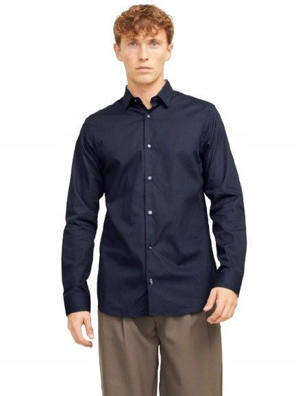 JACK & JONES GRANATOWA KOSZULA ELEGANCKA Z KOŁNIERZYKIEM XL 1J2A
