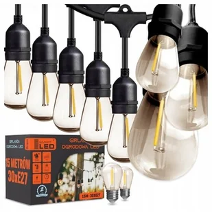 Girlanda Ogrodowa Świetlna 15M 30X Żarówka Led E27 przewód Wodoszczelna - Girlandy - miniaturka - grafika 1