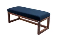 Ławki do przedpokoju - Ławka na buty LPG-2 100cm EMRAWOOD drewno lite kolor orzech siedzisko gładkie kolor granatowy - miniaturka - grafika 1