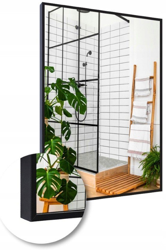 LUSTRO 70x120 W CZARNEJ RAMIE ALUMINIOWEJ MAT LOFT BEZ OŚWIETLENIA LOFTOWE