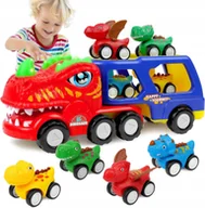 Zabawki zdalnie sterowane - CIĘŻARÓWKA SAMOCHODZIK DINOZAUR ŚWIATEŁO I MUZYKA 5w1 PREZENT ZABAWA TREX - miniaturka - grafika 1