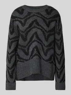 Sweter z dzianiny o kroju oversized ze wzorem na całej powierzchni model ‘JANE’ - Swetry damskie - miniaturka - grafika 1