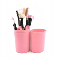 Pędzle do makijażu - Zestaw Pędzli Do Makijażu 12SZT +tuba Etui Różowe - miniaturka - grafika 1