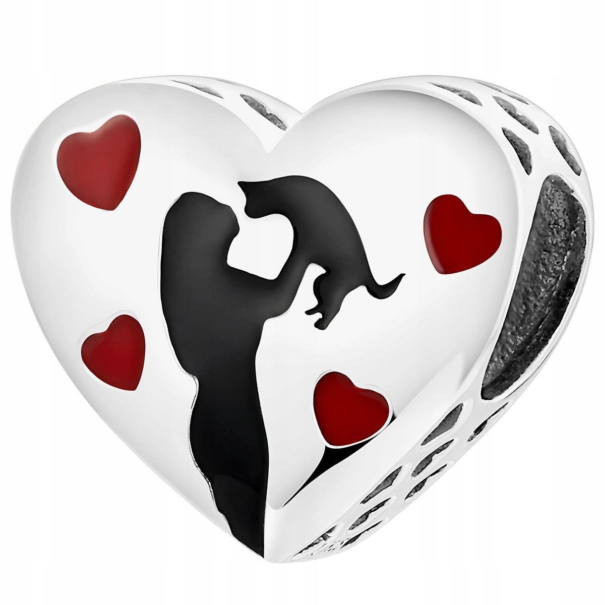 Charms Srebrny Serce Kobieta Dziewczynka z Psem i Kotem SREBRO 925