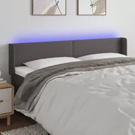 Inne meble do sypialni - vidaXL Zagłówek do łóżka z LED, szary, 183x16x78/88 cm sztuczna skóra - miniaturka - grafika 1