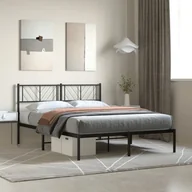 Inne meble do sypialni - Metalowa rama łóżka z wezgłowiem czarna, 140x200 cm Lumarko! - miniaturka - grafika 1