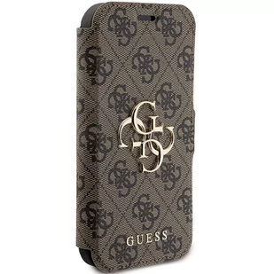 Guess GUBKP15X4GMGBR iPhone 15 Pro Max 6.7" brązowy/brown book 4G Metal Logo - Etui i futerały do telefonów - miniaturka - grafika 4