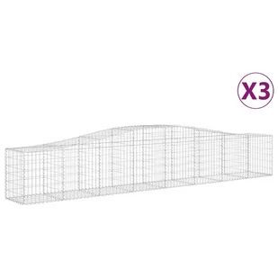 VIDAXL Kosze gabionowe, 3 szt, 400x50x60/80 cm, galwanizowane żelazo - Ogrodzenia - miniaturka - grafika 3
