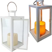 Lampiony i znicze - Lampion Led Dekoracyjny Latarnia Latarenka Biała Na Baterie Balkon Ogród - miniaturka - grafika 1