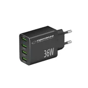 Ładowarki do telefonów - EZC107K Esperanza ładowarka sieciowa 36w 4x usb-a qc 3.0 18w - miniaturka - grafika 1