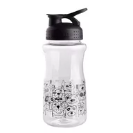 Shakery i bidony sportowe - Zwierzaki Butelka Plastikowa Na Wodę Z Czarną Nakrętką 500 Ml Dek. Biały Pies - miniaturka - grafika 1