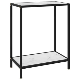 VidaXL Stolik konsolowy, biały, 60x35x75 cm, szkło hartowane 322829 VidaXL - Ławy i stoliki kawowe - miniaturka - grafika 8